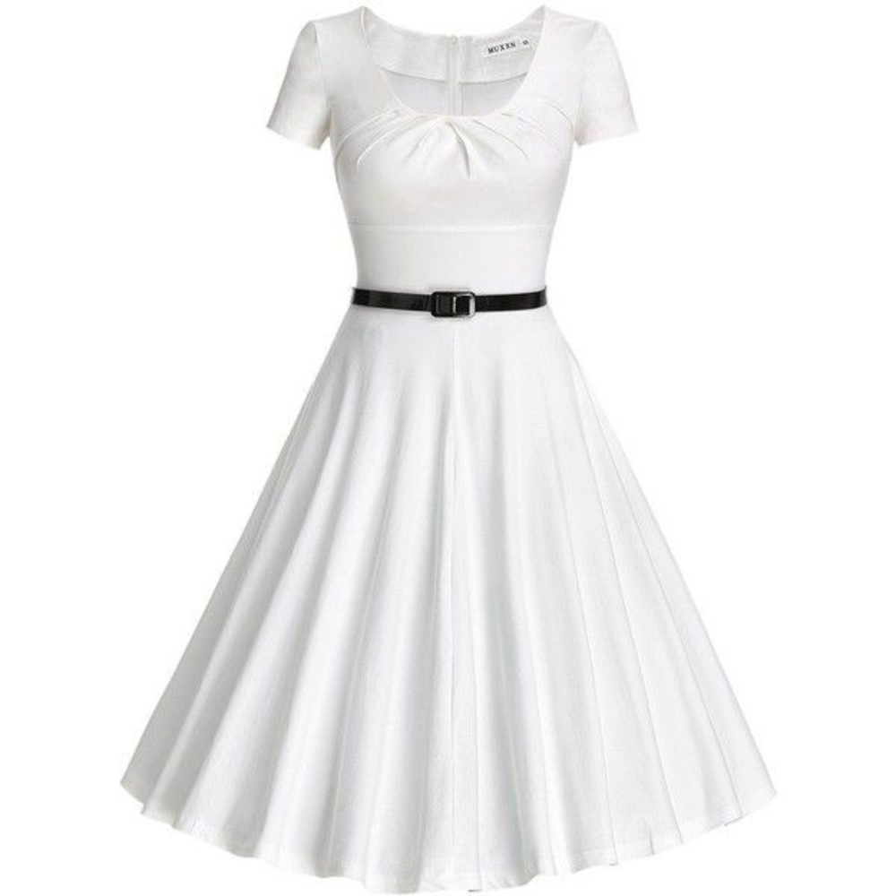 White Midi Swing Dress